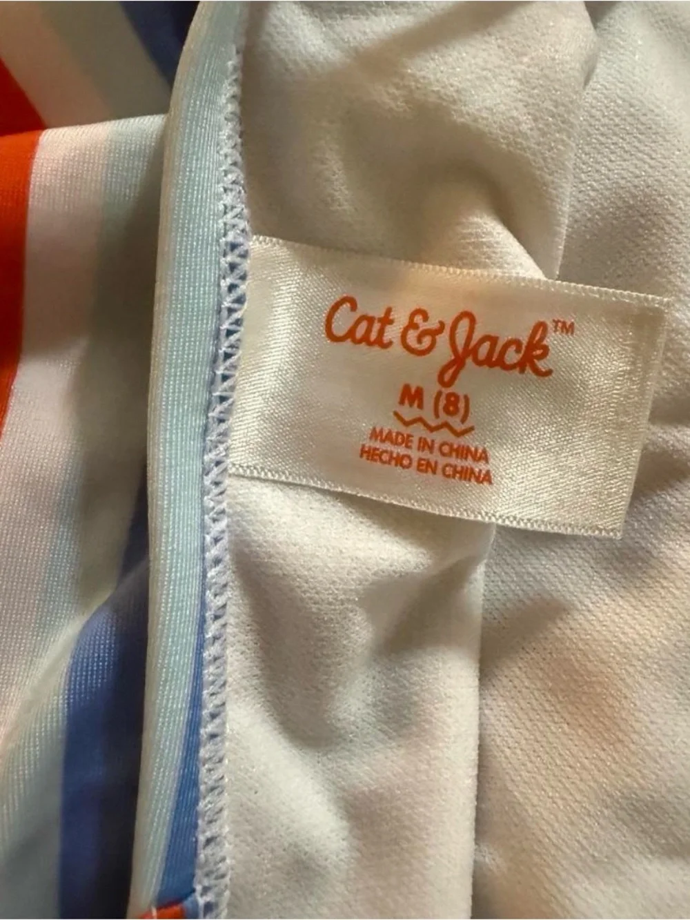 Cat & Jack Red, Blue, White Striped Girls One-Piece Swimsuit